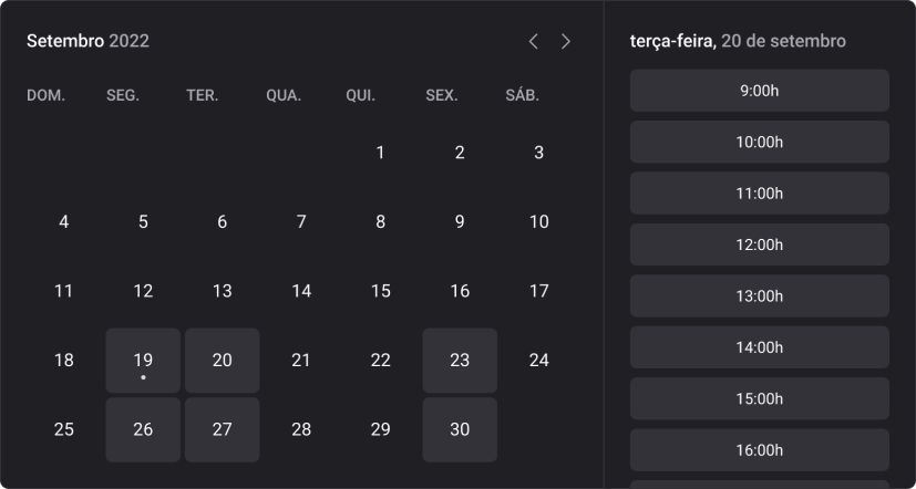 Calendario simbolizando aplicação em funcionamento